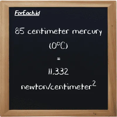 85 centimeter mercury (0<sup>o</sup>C) is equivalent to 11.332 newton/centimeter<sup>2</sup> (85 cmHg is equivalent to 11.332 N/cm<sup>2</sup>)